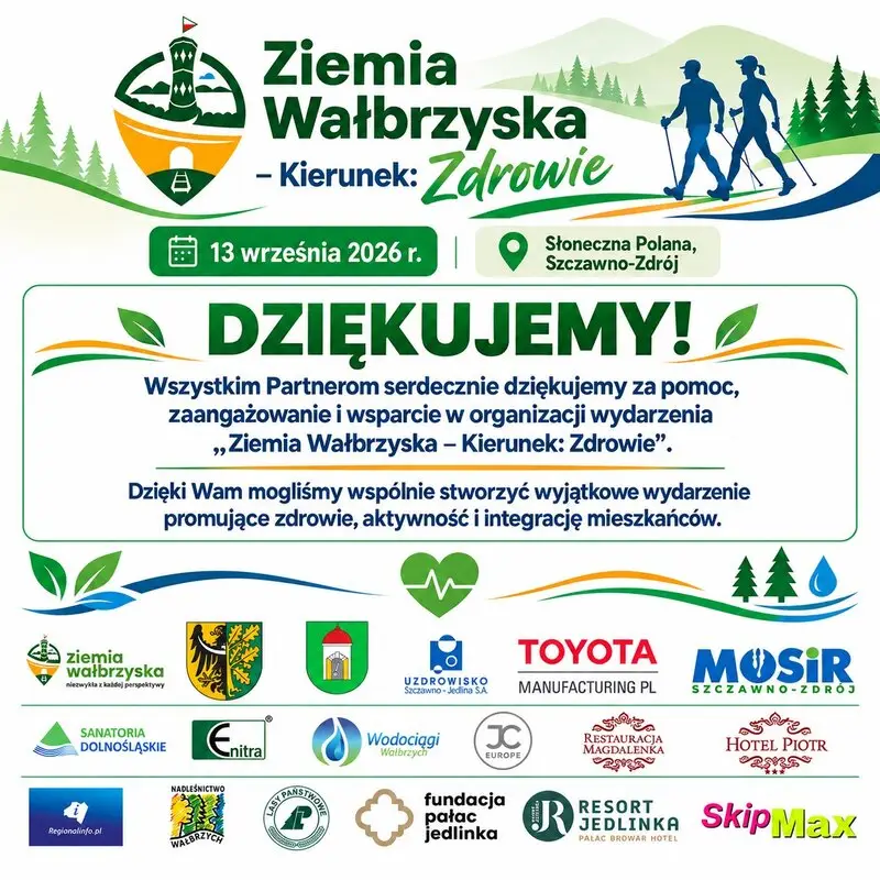 Powiatu Wałbrzyskiego podziękowania dla partnerów wydarzenia zdrowotnego