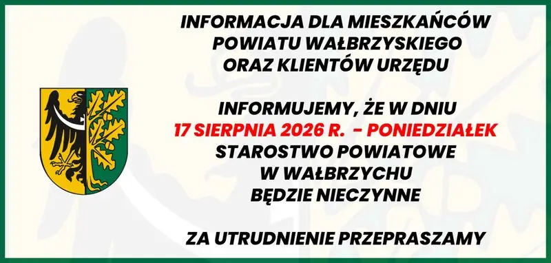 Nieczynne Starostwo Powiatowe 17 sierpnia 2026 roku