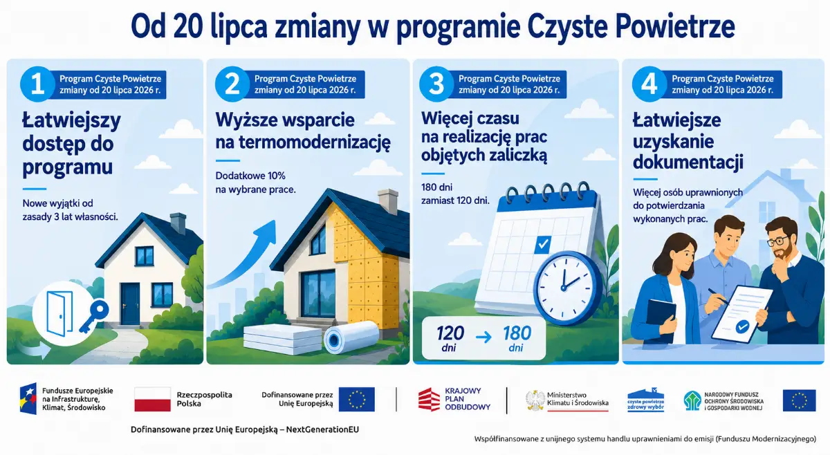 Nowe zasady programu Czyste Powietrze od 20 lipca 2026 roku.