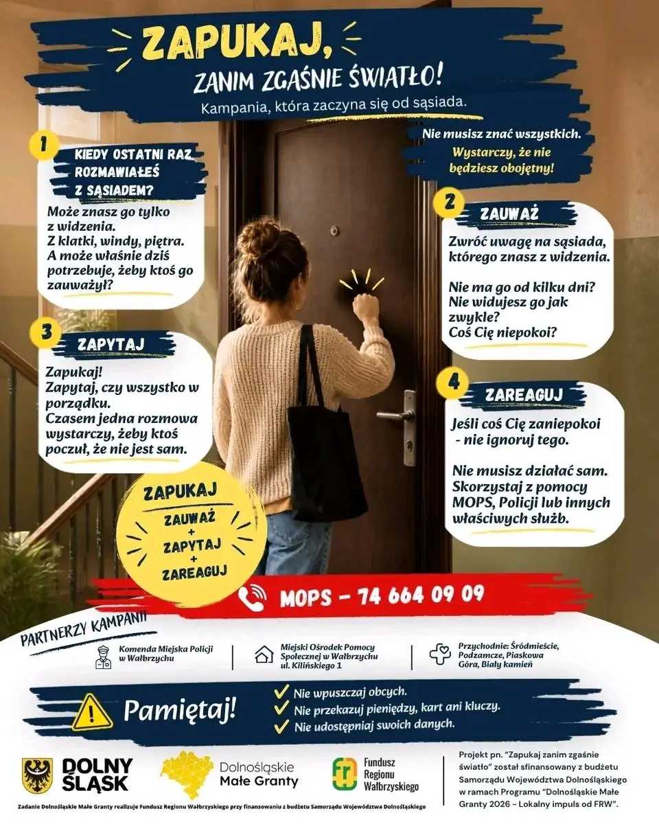 Wałbrzyscy policjanci angażują się w kampanię „Zapukaj, zanim zgaśnie światło”